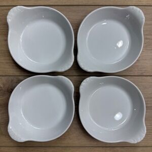 Pillivuyt Round Eared Individual Bakers Gratin Set 4 Culinaire White Dishes 10oz